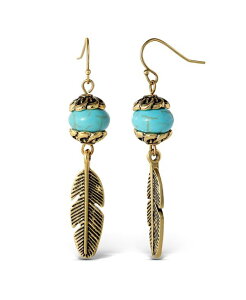 �W�F�V�J�V���v�\�� ���f�B�[�X �A�N�Z�T���[ �s�A�X�E�C�������O Jessica Simpson Womens Turquoise Bead Feather Drop Earrings - Oxidized Gold-Tone or Silver-Tone Turquoisearrings Gold �S�[���h