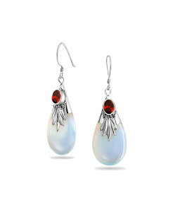 �u�����O ���f�B�[�X �A�N�Z�T���[ �s�A�X�E�C�������O Bling Jewelry Western Style Rainbow Opalite Glass Teardropear Shapedanglearringsterling Silver Fishook Red ���b�h