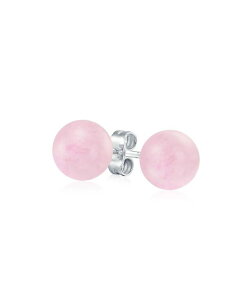 �u�����O ���f�B�[�X �A�N�Z�T���[ �s�A�X�E�C�������O Bling Jewelry 8MM Natural Stone Round Bead Ball Stud Earrings .925 Sterling Rose quartz �X�g�[��