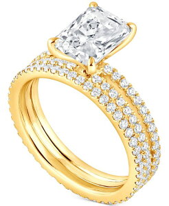 �o�b�W�F���[�~�V���J ���f�B�[�X �A�N�Z�T���[ �����O Badgley Mischka Certified Lab Grown Diamond Radiant Bridal Set (3 ct.w.) in 14k Yellow �C�G���[