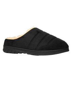 �E�F�U�[�v���[�t �����Y �V���[�Y �T���_�� �X�G�[�h Weatherproof Men's Microsuede Puffer Clog with Tipped Shearling Faux Fur Lining Indoor-Outdoor Sole Slipper Black �u���b�N