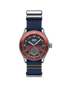 �A���B�G�C�g �����Y �A�N�Z�T���[ �r���v �i�C���� AVI-8 Men's Flyboy Airmaster Sector Meca-Quartz Blue Nylon Strap Watch 40mm Blue Red �u���[