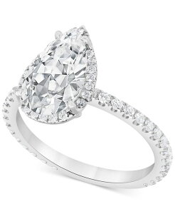 �o�b�W�F���[�~�V���J ���f�B�[�X �A�N�Z�T���[ �����O Badgley Mischka Certified Lab Grown Diamond Pear-Cut Halo Engagement Ring (2-1/2 ct.w.) in 14k White Gold �z���C�g