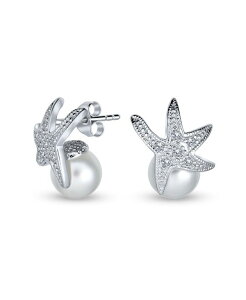 �u�����O ���f�B�[�X �A�N�Z�T���[ �s�A�X�E�C�������O Bling Jewelry Nautical Round White Simulated Pearl Starfish Drop Earringsterling White �z���C�g