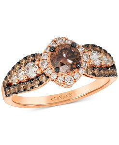 �� ���@�� ���f�B�[�X �A�N�Z�T���[ �����O Le Vian Chocolate Diamond & Nude Diamond (1-1/2 ct.w.) Halo Ring in 14k Rose Gold �S�[���h