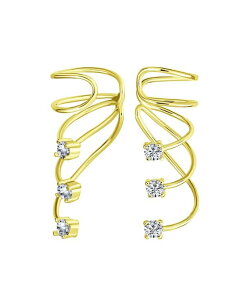 �u�����O ���f�B�[�X �A�N�Z�T���[ �s�A�X�E�C�������O Bling Jewelry Triple Spiral CZ Curved Crawlers Ear Cuff Cartilagearrings 14K Gold Plated Gold �S�[���h