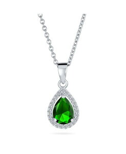 �u�����O ���f�B�[�X �A�N�Z�T���[ �l�b�N���X�E�`���[�J�[�E�y���_���g�g�b�v ���[�X Bling Jewelry Cubic Zirconia Classic Large CZ Teardrop Solitaire Pendant Necklace .925 Sterlingreen �O���[��