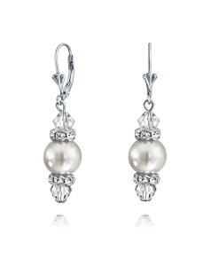 �u�����O ���f�B�[�X �A�N�Z�T���[ �s�A�X�E�C�������O Bling Jewelry Rondelle Faceted Crystal Dangle Drop Lever Back Imitation Pearl Danglearrings .925 Sterling White �z���C�g