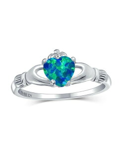 �u�����O ���f�B�[�X �A�N�Z�T���[ Bling Jewelry Celtic Irish Friendship Heart Blue Created Opal Claddagh Ring Sterling Blue �u���[