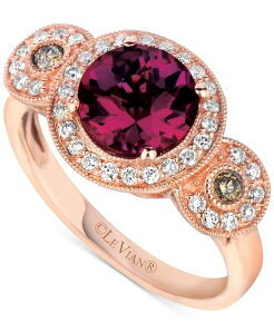 �� ���@�� ���f�B�[�X �A�N�Z�T���[ �����O Le Vian Raspberry Rhodolite (2-1/5 ct.w.) & Diamond (1/3 ct.w.) Triple Halo Ring in 14k Rose Rhodolite �S�[���h