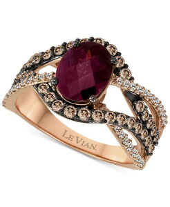 �� ���@�� ���f�B�[�X �A�N�Z�T���[ �����O Le Vian Raspberry Rhodolite (1-3/4 ct.w.) & Diamond (7/8 ct.w.) Swirl Ring in 14k Rose Rhodolite �S�[���h