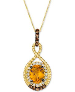 �� ���@�� ���f�B�[�X �A�N�Z�T���[ �l�b�N���X�E�`���[�J�[�E�y���_���g�g�b�v ���[�X Le Vian Cinnamon Citrine (2-3/8 ct.w.) & Diamond (5/8 ct.w.) Pendant Necklace in 14k Gold 18 + 2 extender No Color �S�[���h