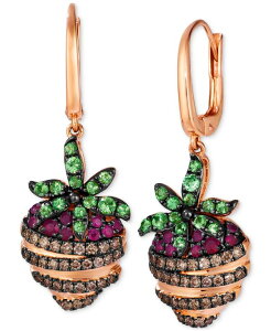 �� ���@�� ���f�B�[�X �A�N�Z�T���[ �s�A�X�E�C�������O GODIVA x Le Vian Passion Ruby (1/4 ct.w.) Forest Green Tsavorite (1/2 ct.w.) & Chocolate Diamond (1/2 ct.w.) Chocolate-Covered Strawberry Drop Earrings in 14k Rose 14K Strawberry 
