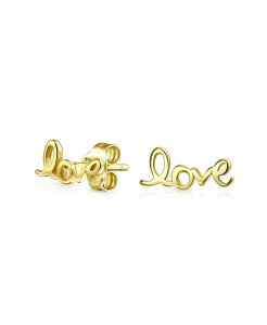 �u�����O ���f�B�[�X �A�N�Z�T���[ �s�A�X�E�C�������O Bling Jewelry Inspirational Saying Script Words Love Stud Earrings Gold Plated Sterlingold-tone �S�[���h