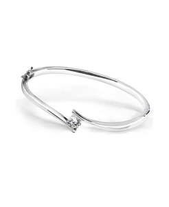 �u�����O ���f�B�[�X �A�N�Z�T���[ �u���X���b�g�E�o���O���E�A���N���b�g Bling Jewelry Simple GeometricZ Solitaire Bypass Bangle Bracelet Sterling Silver Safety Clasp Silver b �V���o�[