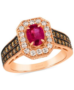 �� ���@�� ���f�B�[�X �A�N�Z�T���[ �����O Le Vian Passion Ruby (5/8 ct.w.) & Diamond (3/4 ct.w.) Oval Double Row Ring in 14k Rose Gold �S�[���h