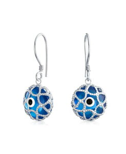 �u�����O ���f�B�[�X �A�N�Z�T���[ �s�A�X�E�C�������O Bling Jewelry Blue Nazar Evil Eye Filigree Danglearrings Murano Glass & Sterling Blue �u���[