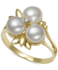 �x�� �h�D ���[�� ���f�B�[�X �A�N�Z�T���[ �����O Belle de Mer Cultured Freshwater Pearl (6-7mm) & Diamond Accent Flower Clustering in 14k Gold �S�[���h