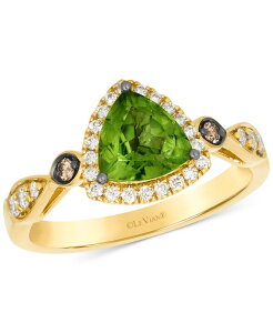 �� ���@�� ���f�B�[�X �A�N�Z�T���[ �����O Le Vian Green Apple Peridot (1-1/5 ct.w.) & Diamond (1/4 ct.w.) Trillion Halo Ring in 14k Yellow Gold �C�G���[