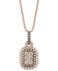 �� ���@�� ���f�B�[�X �A�N�Z�T���[ �l�b�N���X�E�`���[�J�[�E�y���_���g�g�b�v ���[�X Le Vian Chocolate Diamond & Nude Diamond (5/8 ct.w.) Halo Cluster Adjustable 20 Pendant Necklace in 14k Rose Gold �S�[���h