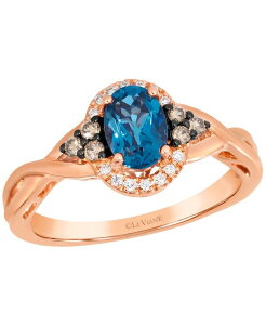 �� ���@�� ���f�B�[�X �A�N�Z�T���[ �����O Le Vian London Blue Topaz (.70 ct.w.) Chocolate Diamond (.13 ct.w.) and Chocolate Diamond Ring (.13 ct.w.) in 14k Strawberry Rose Gold �S�[���h