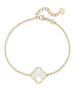 �f���@�^ ���f�B�[�X �A�N�Z�T���[ �u���X���b�g�E�o���O���E�A���N���b�g DEVATA Mother of Pearl Clover Bracelet in 14K Gold 6.5 in adj to 7.5 in approx. 2.6gr Gold �S�[���h