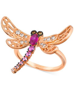 �� ���@�� ���f�B�[�X �A�N�Z�T���[ �����O Le Vian Multi-Gemstone (3/8 ct.w.) & Diamond (1/6 ct.w.) Dragonfly Ring in 14k Rose No Color �S�[���h