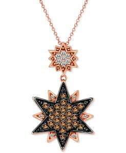 �� ���@�� ���f�B�[�X �A�N�Z�T���[ �l�b�N���X�E�`���[�J�[�E�y���_���g�g�b�v ���[�X Le Vian Chocolate Diamond (5/8 ct.w.) & Vanilla Diamond (1/6 ct.w.) Double Star 18 Pendant Necklace in 14k Rose 14K Strawberry Gold Pend