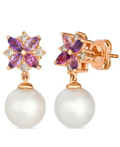 �� ���@�� ���f�B�[�X �A�N�Z�T���[ �s�A�X�E�C�������O Le Vian Freshwater Pearl (8-9mm) Amethyst (0.12 ct.w.) Rhodolite (0.18 ct.w.) & Diamond (0.20 ct.w.) Earrings in 14k Strawberry Rose Gold �S�[���h