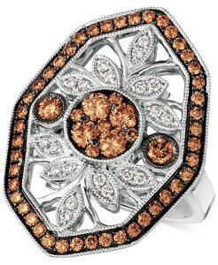 �� ���@�� ���f�B�[�X �A�N�Z�T���[ �����O Le Vian Chocolatier Chocolate Deco Diamond Statement Ring (1-1/8 ct.w.) in 14k White Gold �z���C�g