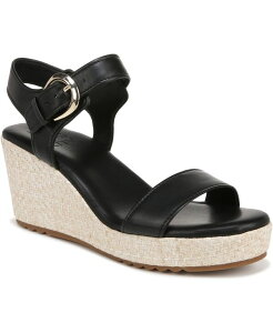 �i�`�����C�U�[ ���f�B�[�X �V���[�Y �T���_�� Naturalizer Women'stella Open Round Toe Buckle Wedge Sandals Black Leather �u���b�N