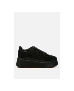 �����h�����O ���f�B�[�X �V���[�Y �X�j�[�J�[ London Rag Womens Jitter Bug Rhinestones Embellished Chunky Sneakers Black �u���b�N