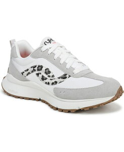 ���C�J ���f�B�[�X �V���[�Y �X�j�[�J�[ ���[�X Ryka Women's Jetsetter Lace Up Retro Sneakers White Leopard Suede/Fabric �z���C�g