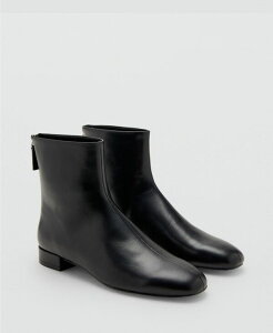 �}���S ���f�B�[�X �V���[�Y �u�[�c�E���C���u�[�c �A���N�� ���U�[ MANGO Women's Zipped Leather Ankle Boots Black �u���b�N