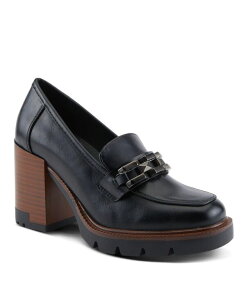 �p�g���V�A ���f�B�[�X �V���[�Y �p���v�X ���[�t�@�[ �q�[�� Patrizia Women s DAJAH Slip-On Loafers with Inset Heel Geometric Hardware & Lug Sole Black �u���b�N