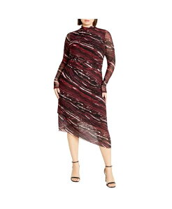 �V�e�B�[�V�b�N ���f�B�[�X �g�b�v�X �����s�[�X �v���X�T�C�Y �v�����g ���b�V�� CITY CHIC Plusize Mesh Miranda Print Dresspiced marble