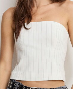 �O�b�h�A�����J�� ���f�B�[�X �g�b�v�X �V���c �v���X�T�C�Y �X�g���b�v���X Good American Women's Essential Suiting Strapless Top Regular and Plus Chestnut Pin Stripe �X�g���C�v