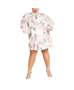 �V�e�B�[�V�b�N ���f�B�[�X �g�b�v�X �����s�[�X �v���X�T�C�Y �v�����g CITY CHIC Plusize Maddison Print Dress Pastel floral