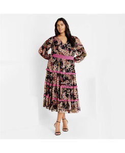 �V�e�B�[�V�b�N ���f�B�[�X �g�b�v�X �����s�[�X �v���X�T�C�Y �v�����g CITY CHIC Plusize Gwendolyn Print Dress Paisley