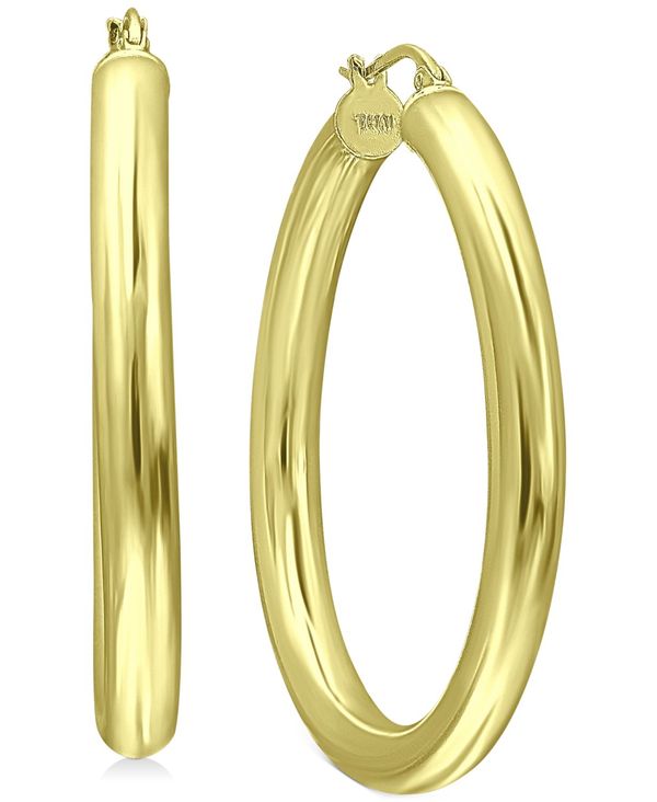 Polished Medium アクセサリー ピアス・イヤリング レディース ベルニーニ ジャーニ Tube Yy 1.57 Silver Sterling Gold-Plated 18k in Earrings Hoop ピアス