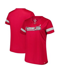 �t�@�i�e�B�N�X ���f�B�[�X �g�b�v�X T�V���c �v���X�T�C�Y ���[�X Fanatics Women's Crimson Alabama Crimson Tide Plusize Overtime Readiness Lace-Up T-Shirt Crimson �N�����]��
