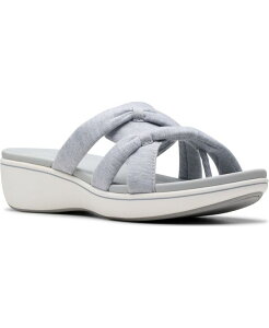 �N���[�N�X ���f�B�[�X �V���[�Y �T���_�� Clarks Cloudsteppers Breeze Rae Cam Slip-On Flat Sandals Light Gray Textile �O���[