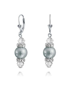 �u�����O ���f�B�[�X �A�N�Z�T���[ �s�A�X�E�C�������O Bling Jewelry Rondelle Faceted Crystal Dangle Drop Lever Back Imitation Pearl Danglearrings .925 Sterlingrey �O���[