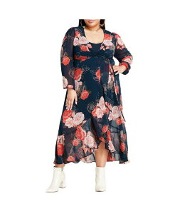 �V�e�B�[�V�b�N ���f�B�[�X �g�b�v�X �����s�[�X �v���X�T�C�Y �}�L�V CITY CHIC Plusize Sadie Maxi Dress Navy gardenia �l�C�r�[