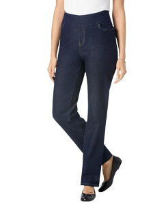 �E�[�}�� �E�B�Y�C�� ���f�B�[�X �{�g���X �f�j���p���c �g�[�� �W�[���Y Woman Within Women's Within Tall Flex-Fit Pull-On Straight-Legap-Free Stretch Denim Jeans Indigo �C���f�B�S