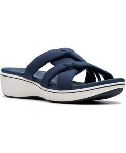 �N���[�N�X ���f�B�[�X �V���[�Y �T���_�� Clarks Cloudsteppers Breeze Rae Cam Slip-On Flat Sandals Navy Textile �l�C�r�[