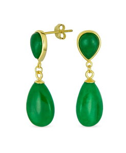 �u�����O ���f�B�[�X �A�N�Z�T���[ �s�A�X�E�C�������O Bling Jewelry Double Teardrop Natural Stone Dangle Drop Earrings Gold Plated Sterlingreen �O���[��