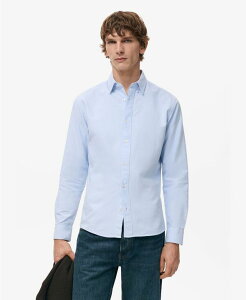 �}���S �����Y �g�b�v�X �V���c �I�b�N�X�t�H�[�h �R�b�g�� MANGO Men's Cotton Oxford Shirt Sky Blue �u���[