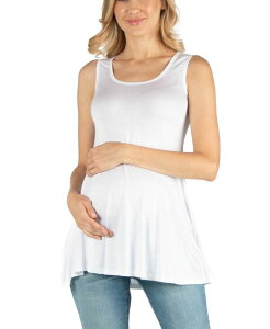 24 �Z�u���R���t�H�[�g ���f�B�[�X �g�b�v�X �V���c �m�[�X���[�u �}�^�j�e�B 24seven Comfort Apparel Scoop Neck Sleeveless Maternity Tank Top White �z���C�g