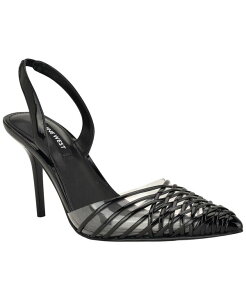 �i�C���E�F�X�g ���f�B�[�X �V���[�Y �p���v�X Nine West Women's Pemma Woven Slingback Stiletto Pumps Black Patent/Clear �u���b�N